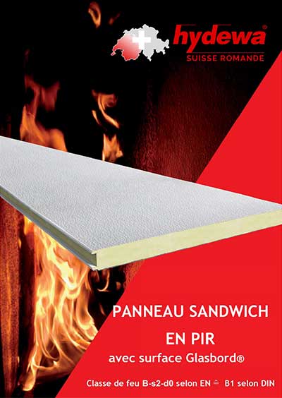 panneau sandwich pir glasbord classe feu